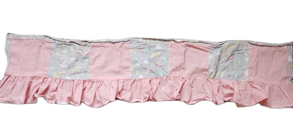 Vintage Window valence Nursery Pink Polkadot Ruffle Handmade 50" By 12"